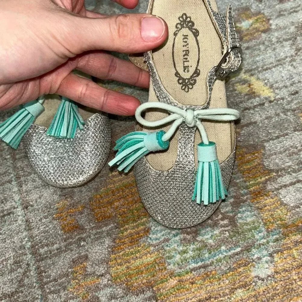 Joyfolie glitter bow tassel flats sz 8 toddler